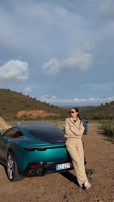 Instagram post by @cat_roberts_ for Ferrari. Caption reads: The new Ferrari Amalfi - she’s urgent and....