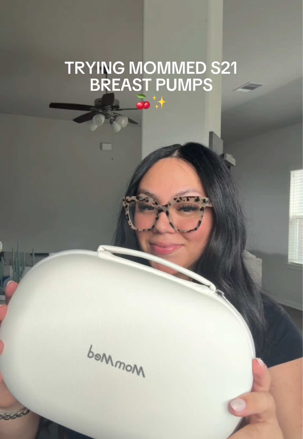 TikTok post by @justtjoann for Mommed. Caption reads: [...] & affordable breast pump 🍒✨ • • • • #mommed....