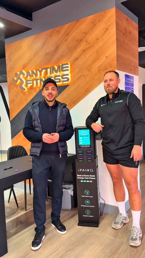 Instagram post by @ipairltd for Anytime Fitness. Caption reads: [...] iPAIR powerbanks now available at Anytime....