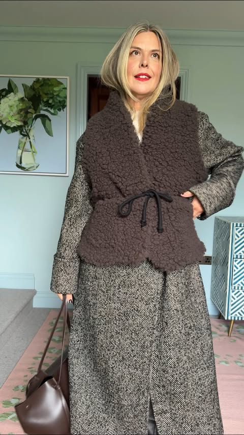 Instagram post by @erica_davies for John Lewis. Caption reads: [...] layers, texture and outerwear from....