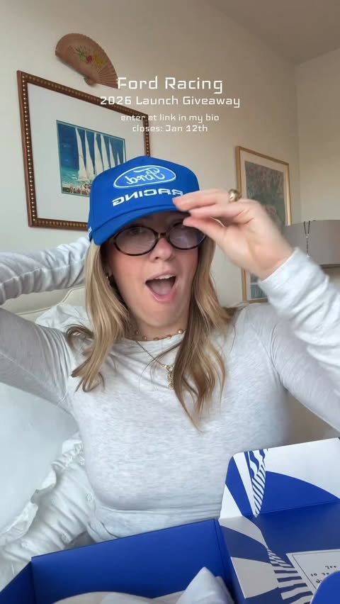 Instagram post by @riley.scull for Ford Performance. Caption reads: Enter at the link in my bio to start the 2026....