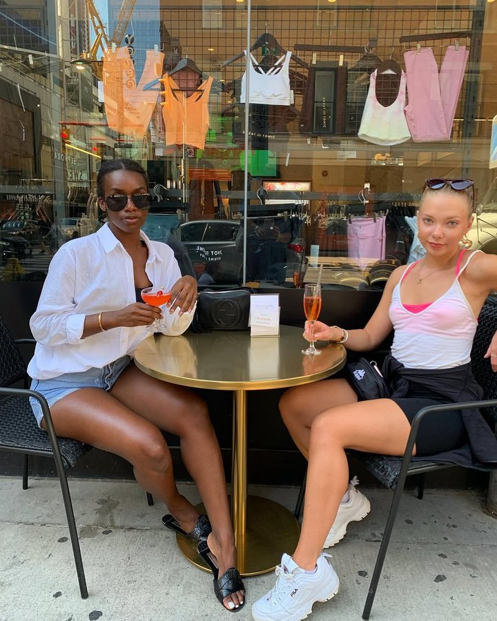 Instagram post by @emiliaamccarthy for Sweat and Tonic. Caption reads: [...] of the last few days of patio szn at....