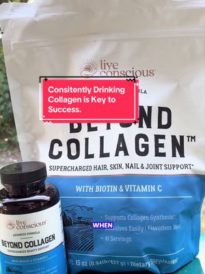TikTok post by @danarosebud for Live Conscious. Caption reads: [...] Consistency With Beyond Collagen by Live....