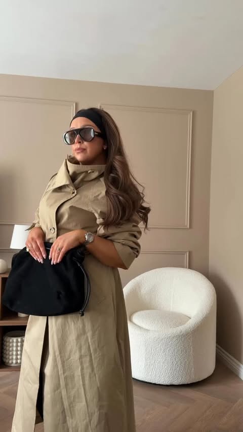 Instagram post by @sensational_seven for ARKET. Caption reads: AD. THIS trench 😍😍😍 👀👀 Styled up in....