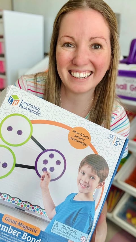 Instagram post by @erikadeane315 for Learning Resources. Caption reads: Magnetic Number Bond from @learningresources is a....