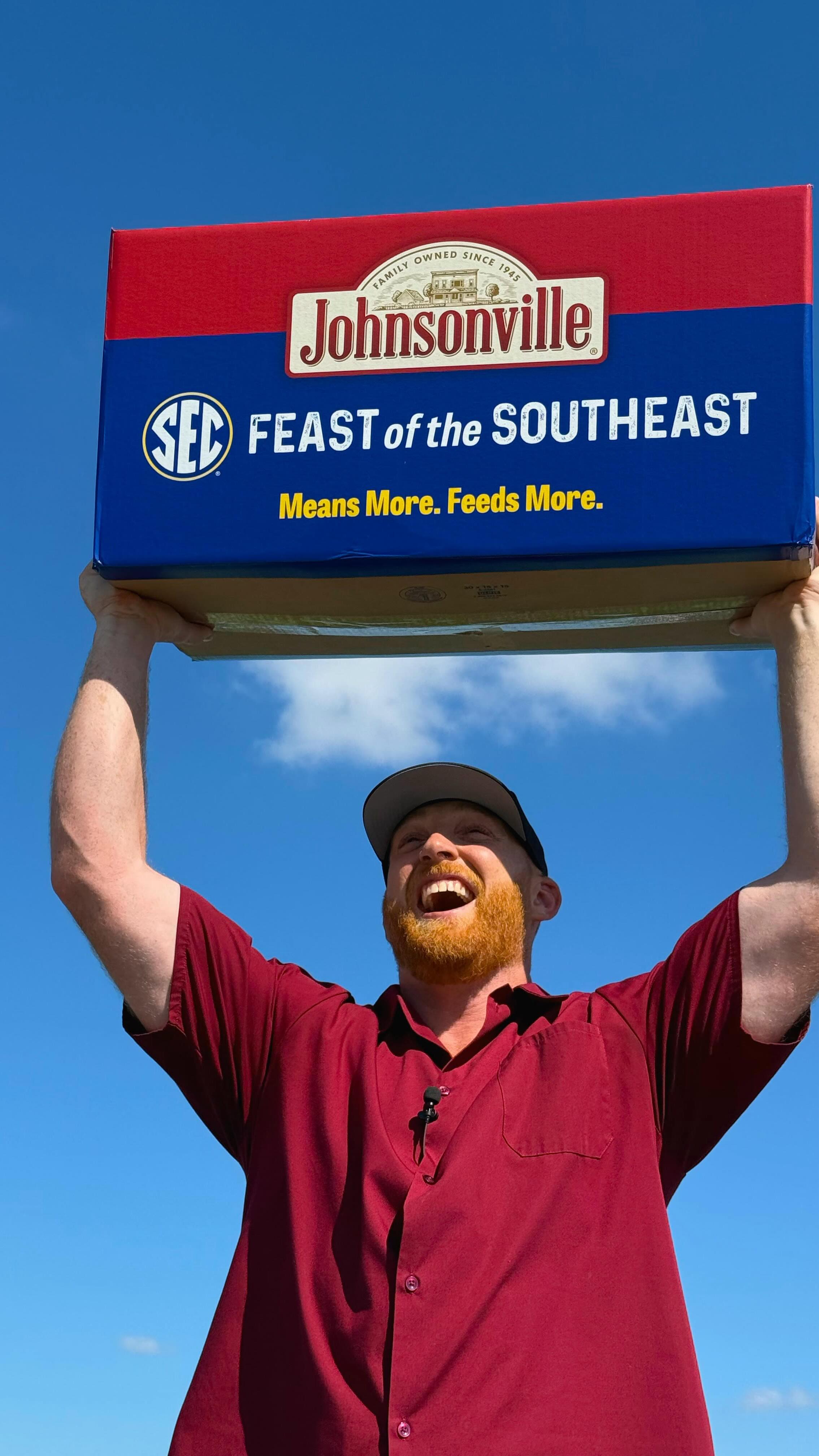 Instagram post by @geraldgruenig for Johnsonville. Caption reads: Wanna win a @johnsonville Feast of the Southeast....