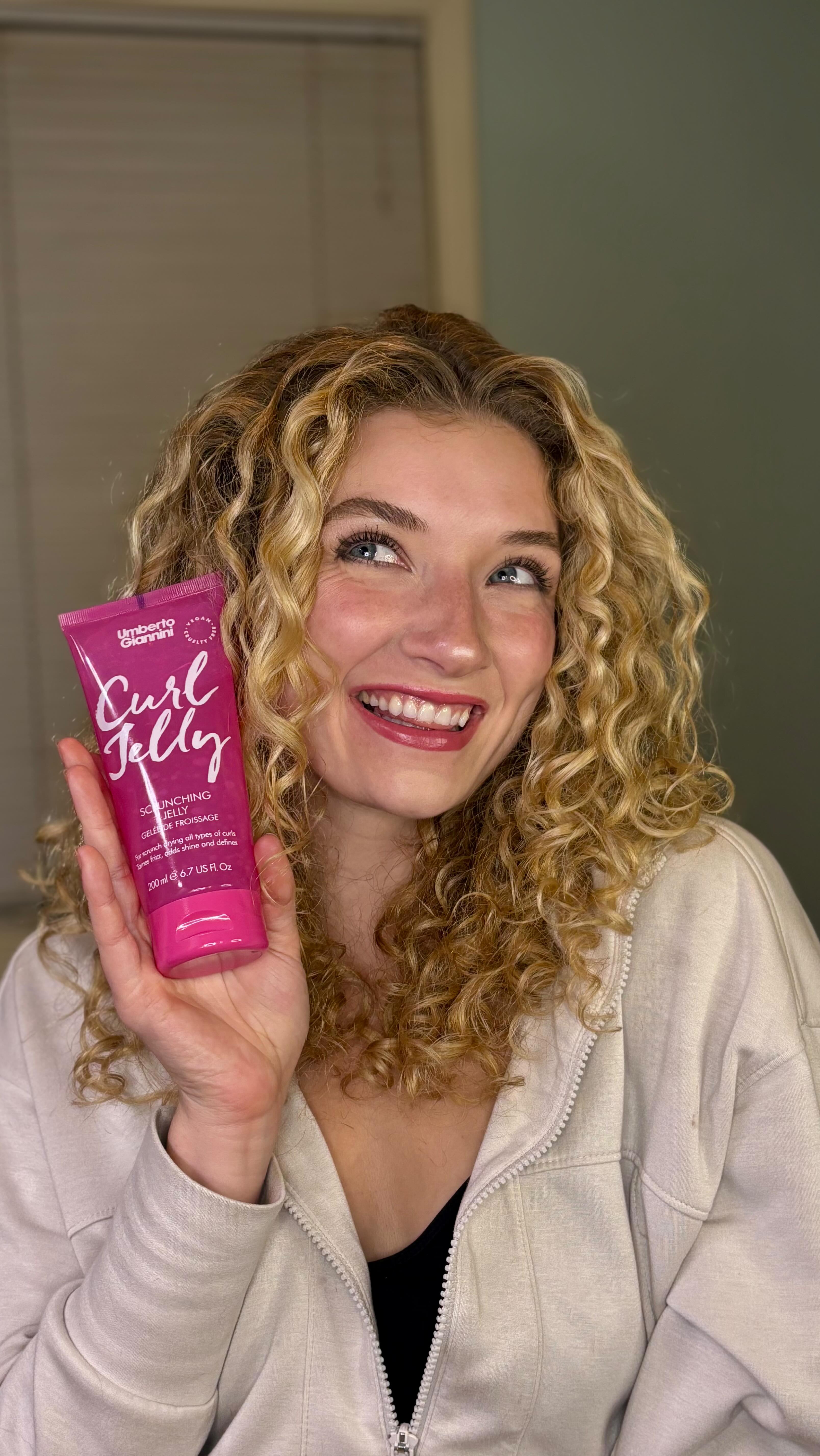 Instagram post by @goldn.curl for UMBERTO GIANNINI. Caption reads: Allow me to answer all of your curly girl problems....