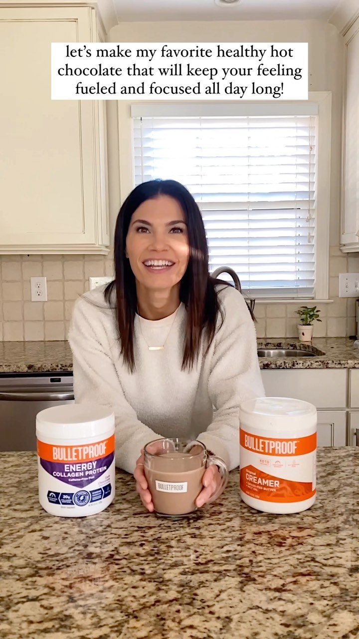 Instagram post by @jen_pbrunner for Bulletproof. Caption reads: Y’all must try my favorite healthy hot chocolate.....