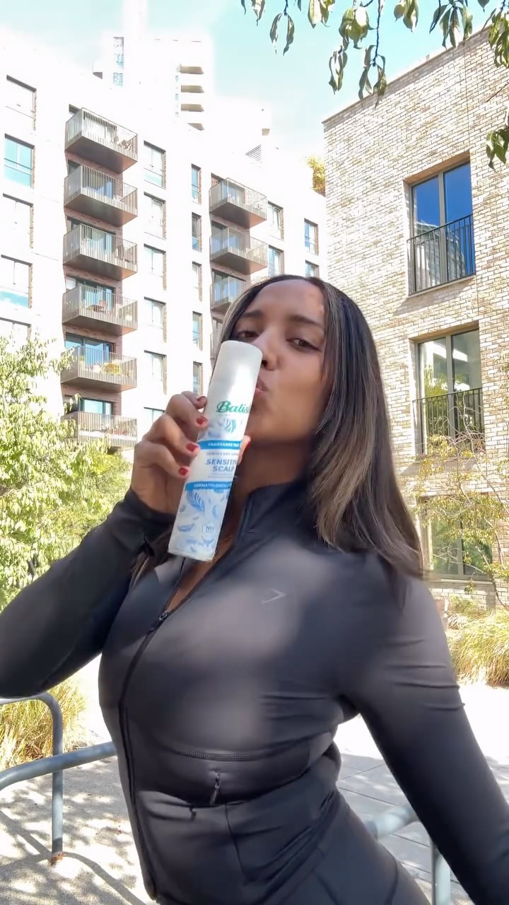 Instagram post by @shelenzamora for Batiste. Caption reads: This hair needs some GUMPTION 💪🏽✨ @batiste_hair....