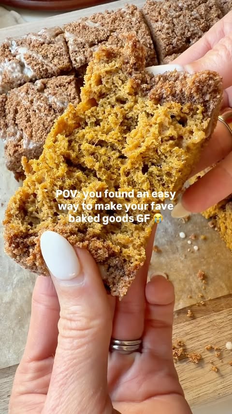 Instagram post by @eatingbirdfood for Bob's Red Mill. Caption reads: [...] Pumpkin Coffee Cake gluten free with....