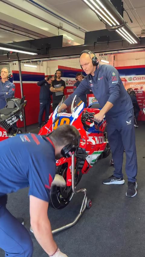 Instagram post by @hrc_motogp for Castrol. Caption reads: 2026 begins NOW for @lucamarini10 and Honda HRC....