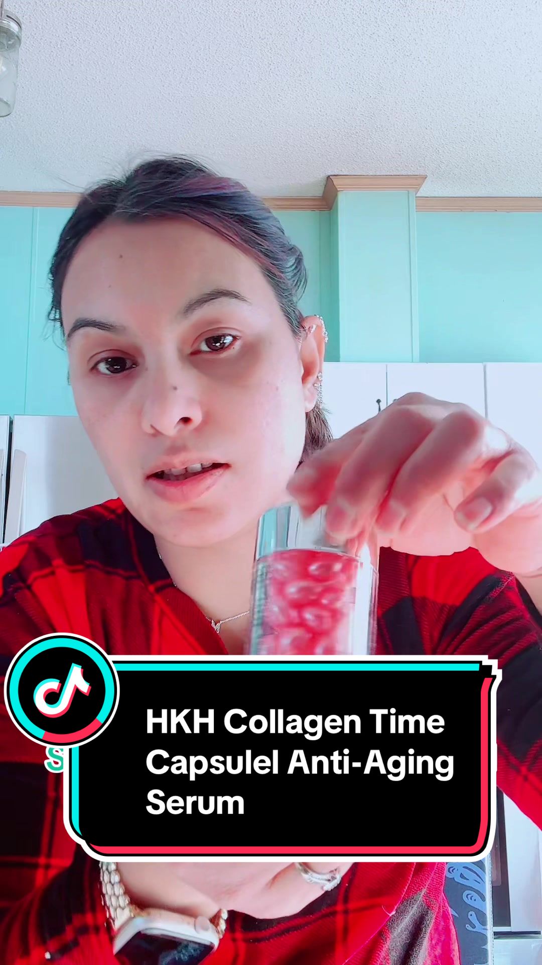 TikTok post by @moo_na234 for HKH cosmetics. Caption reads: [...] Serum with New-Gen Retinol @HKH....