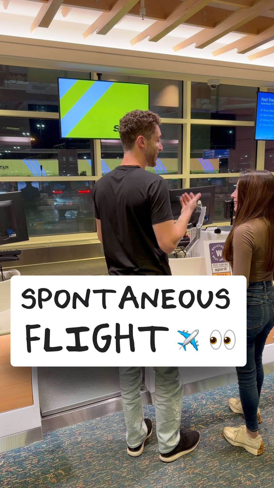 Instagram post by @adamboro for Spirit Airlines. Caption reads: Flying on the very next flight out 👀😅 The most....