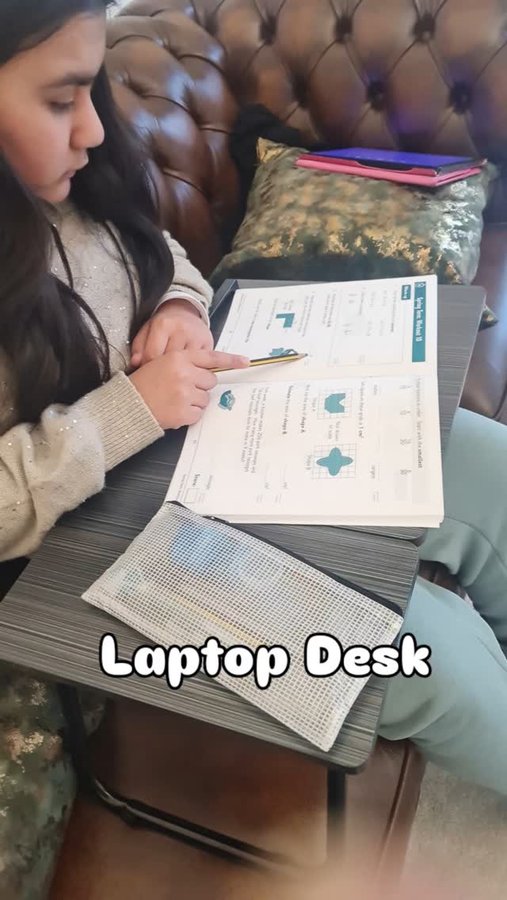 Instagram post by an influencer for Amazon UK. Caption reads: Laptop desk AD - Emaan was gifted the Foldable....