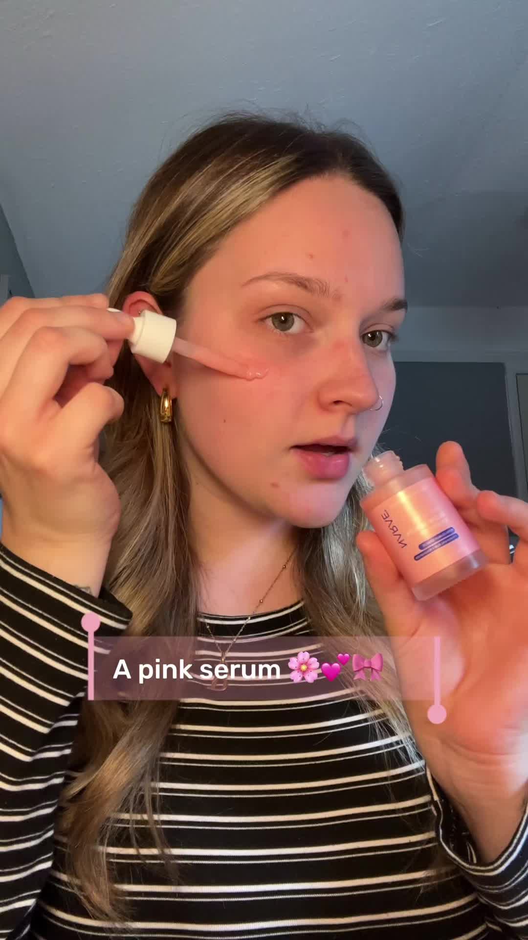 TikTok post by @bellsdoesbeauty for Narae. Caption reads: @Narae UK i am loving this serum at the moment....