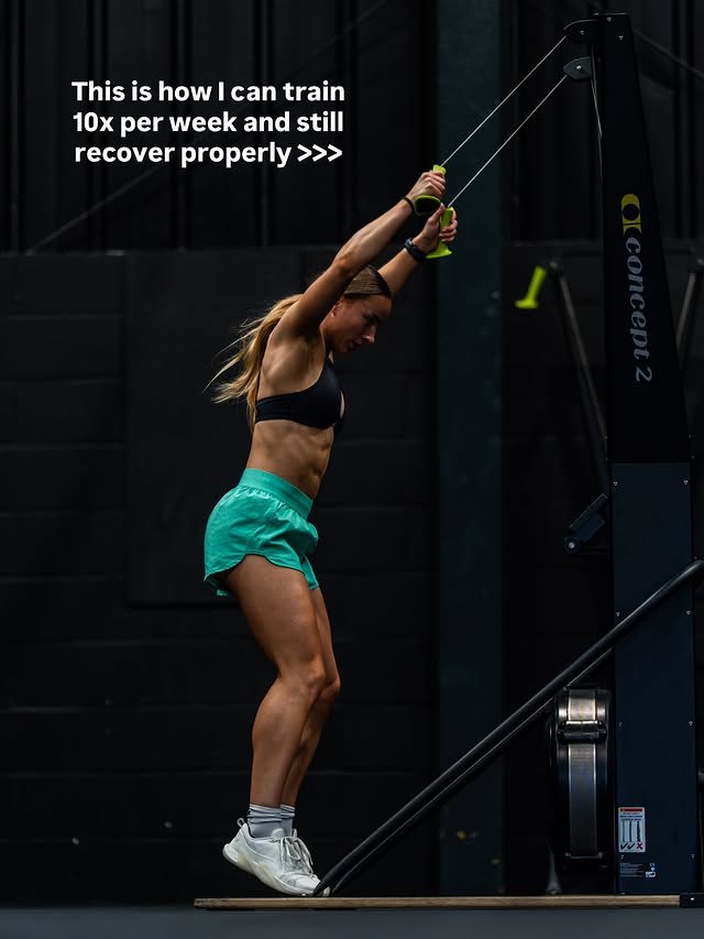 Instagram post by @abbiedennisonfit for Esn. Caption reads: Recovery non-negotiables… 

I’ve been putting in....