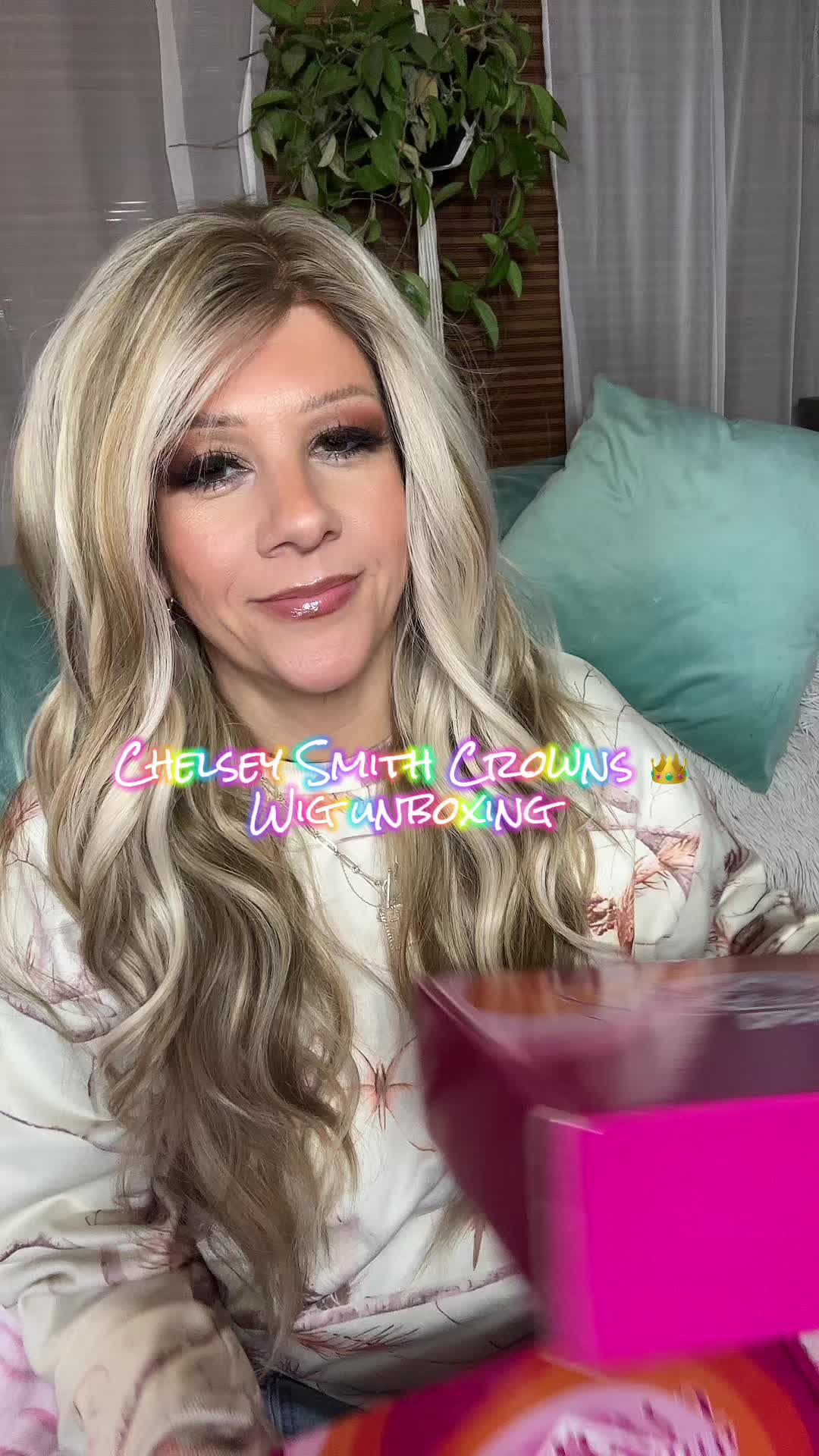 TikTok post by @beautyandcrownsbyapril for Chelsey Smith Cosmetics. Caption reads: @Chelsey Smith Crowns unboxing #tiktokshop and....