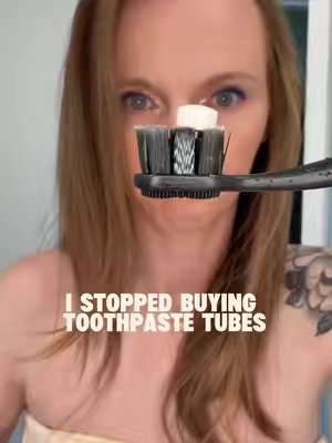 TikTok post by @protect_the_om for biöm. Caption reads: NOBS toothpaste is the ONLY toothpaste I use....