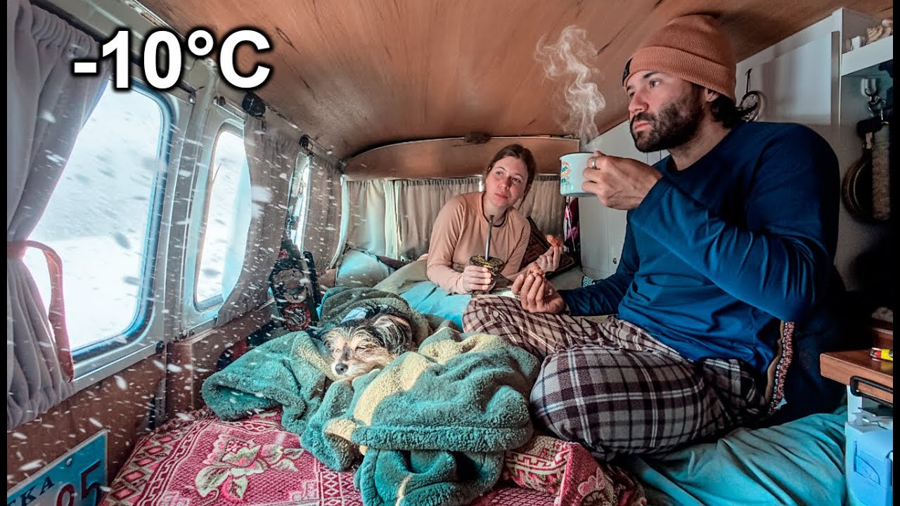 YouTube post by @VibedeDois for Revolut. Caption reads: A heavy snowstorm hits us in Canada.