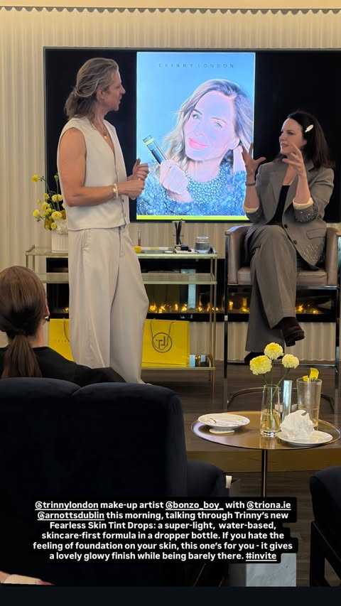 Instagram post by @triona.ie for Trinny London. Caption reads: AD Launched the brand new @trinnylondon Fearless....