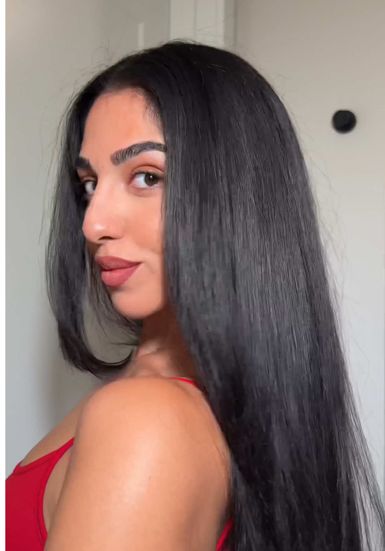 TikTok post by @priyaasidhuu for Farouk Systems. Caption reads: the only sleek hair routine you need @chihaircare....