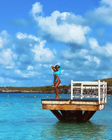 Instagram post by @monifajansen for HotMiamiStyles. Caption reads: Out the way 🦋💦 @hotmiamistyles Ad.