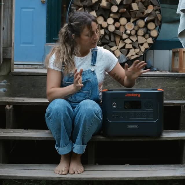 Instagram post by @allymariebrown for Jackery. Caption reads: [...] that would impact your fridge and AC!....