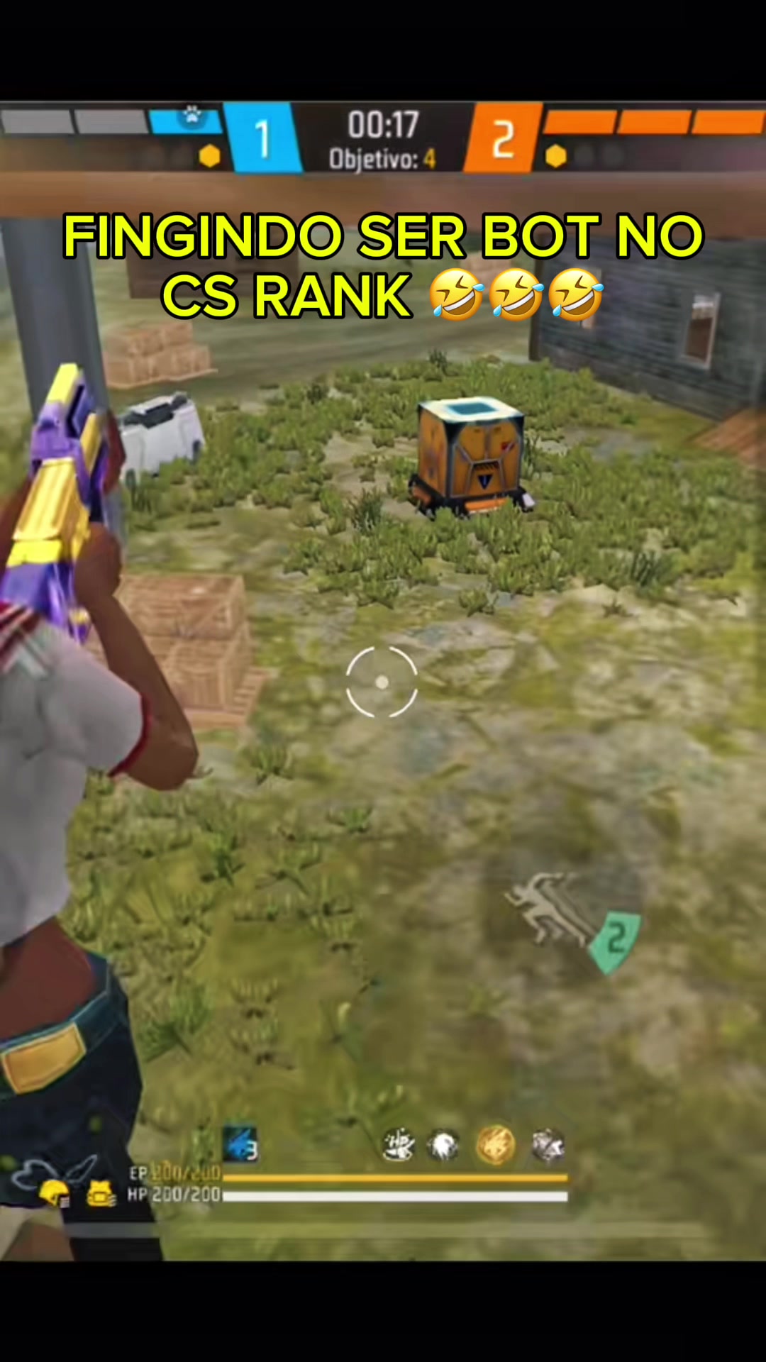TikTok post by @novin07_ for Garena Free Fire IT. Caption reads: Fingindo ser bot no cs rank 🤣🤣🤣 #FFGIP....