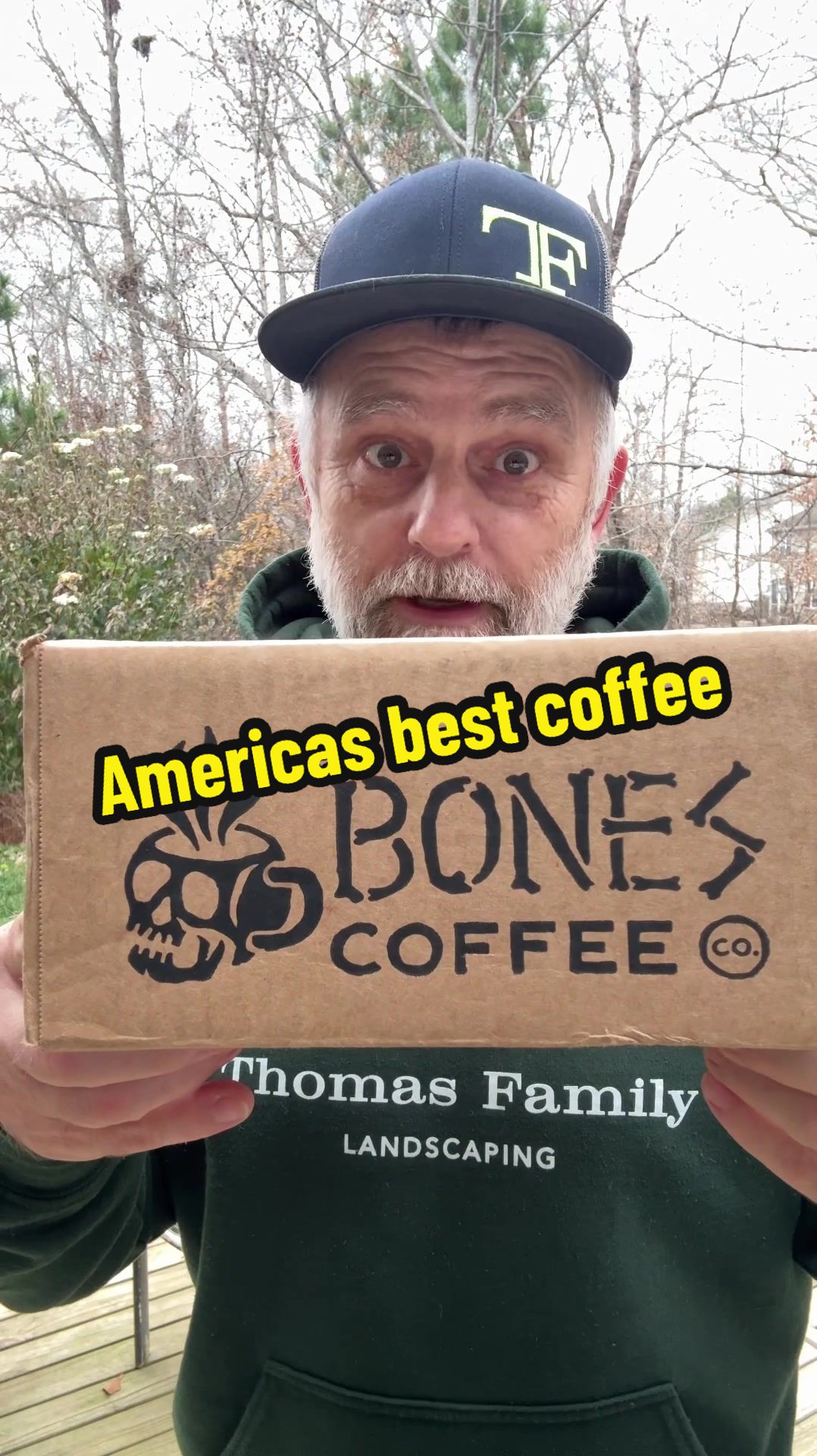 TikTok post by @lawnanswers for Bones Coffee Company. Caption reads: [...] #coffeetiktok #flavoredcoffee @Bones Coffee....