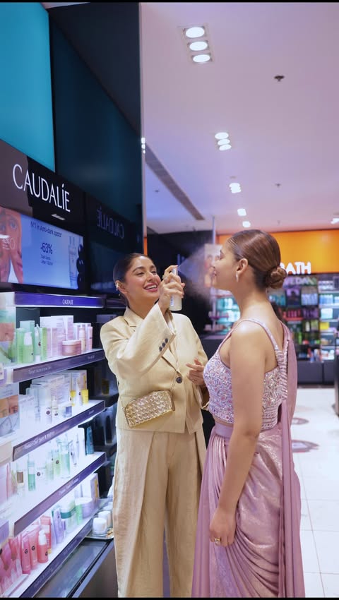 Instagram post by @triptimalhotraofficial for Caudalie. Caption reads: @triptimalhotraofficial brought the festive glow....