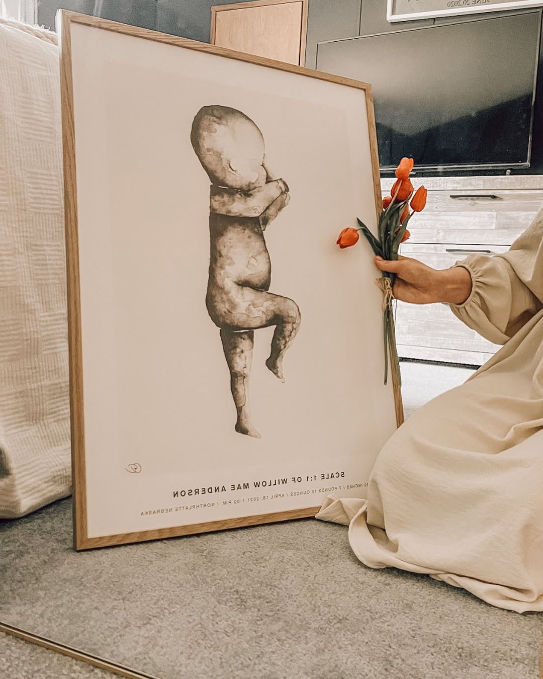 Instagram post by @mommylifewithlittles for The Birth Poster. Caption reads: Ad / If you're struggling to come up with a....