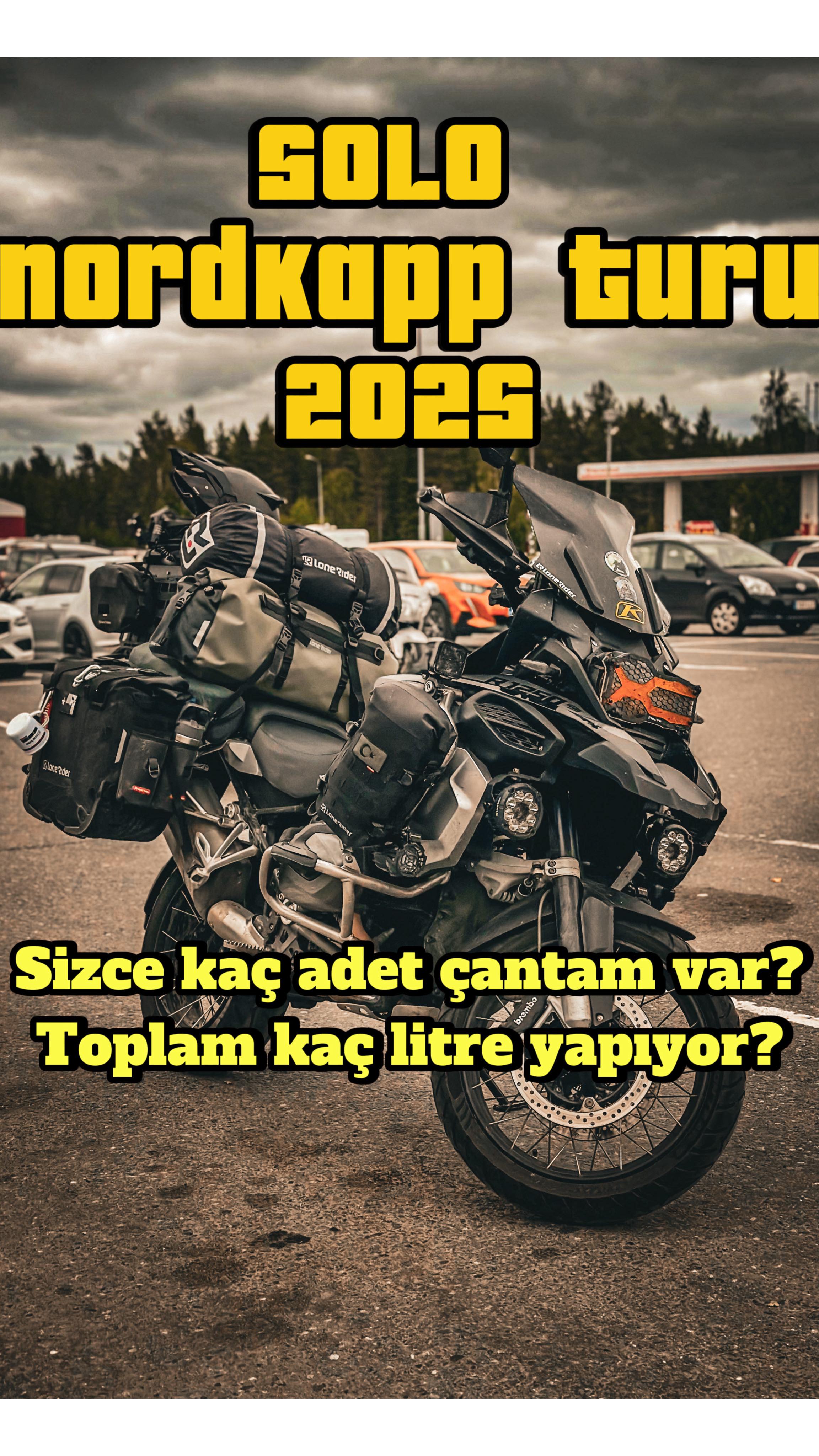 Instagram post by @solo_gs_rider for Cardo Systems. Caption reads: Nordkapp Turumda bol miktarda çantam olduğu için....