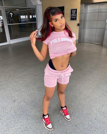 Instagram post by @ashleyray.x for FullyPaid Clothing. Caption reads: A lil serious…. A lil goofy🤪 Set:....