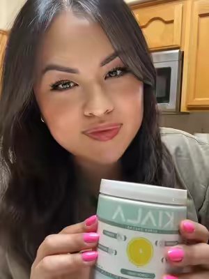 TikTok post by @beautybykari for Kiala Nutrition. Caption reads: This @kialanutrition Super Greens Lemon Drop is a....