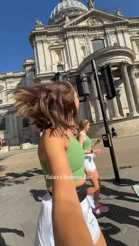 Instagram post by @kellie.branagan for Halara. Caption reads: @halara_official shakeout run came at exactly....