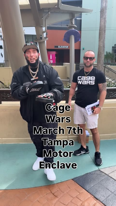 Instagram post by @cagewars for Sticker Mule. Caption reads: [...] tickets for CageWars on behalf of....