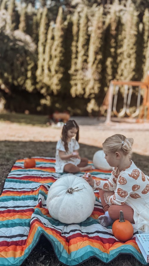 Instagram post by @ashlee_kaila for Coco Village. Caption reads: Fall crafts are officially back in rotation....