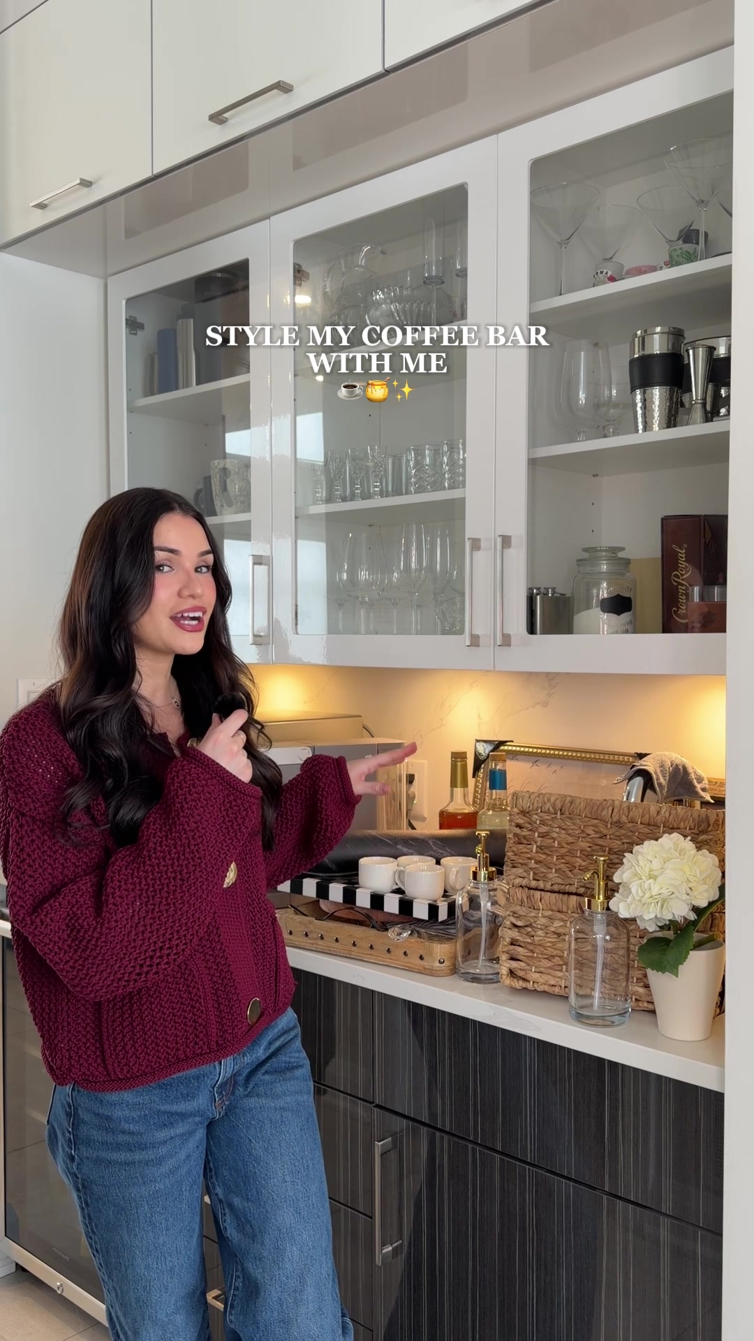 TikTok post by @sylvia for Ninja Kitchen. Caption reads: my dream coffee bar 🥲☕️ (flower or lamp?! I still....