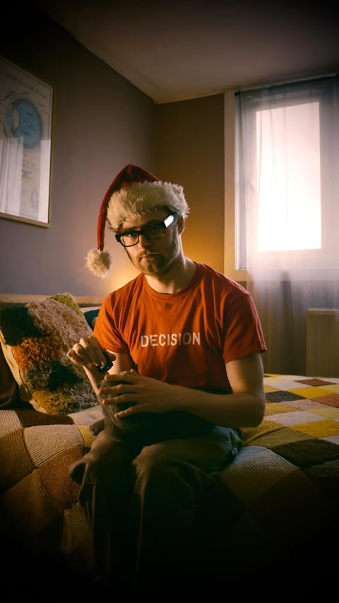 Instagram post by @bertieegilbert for MUBI. Caption reads: seasons greetings! me and dennis have a film....