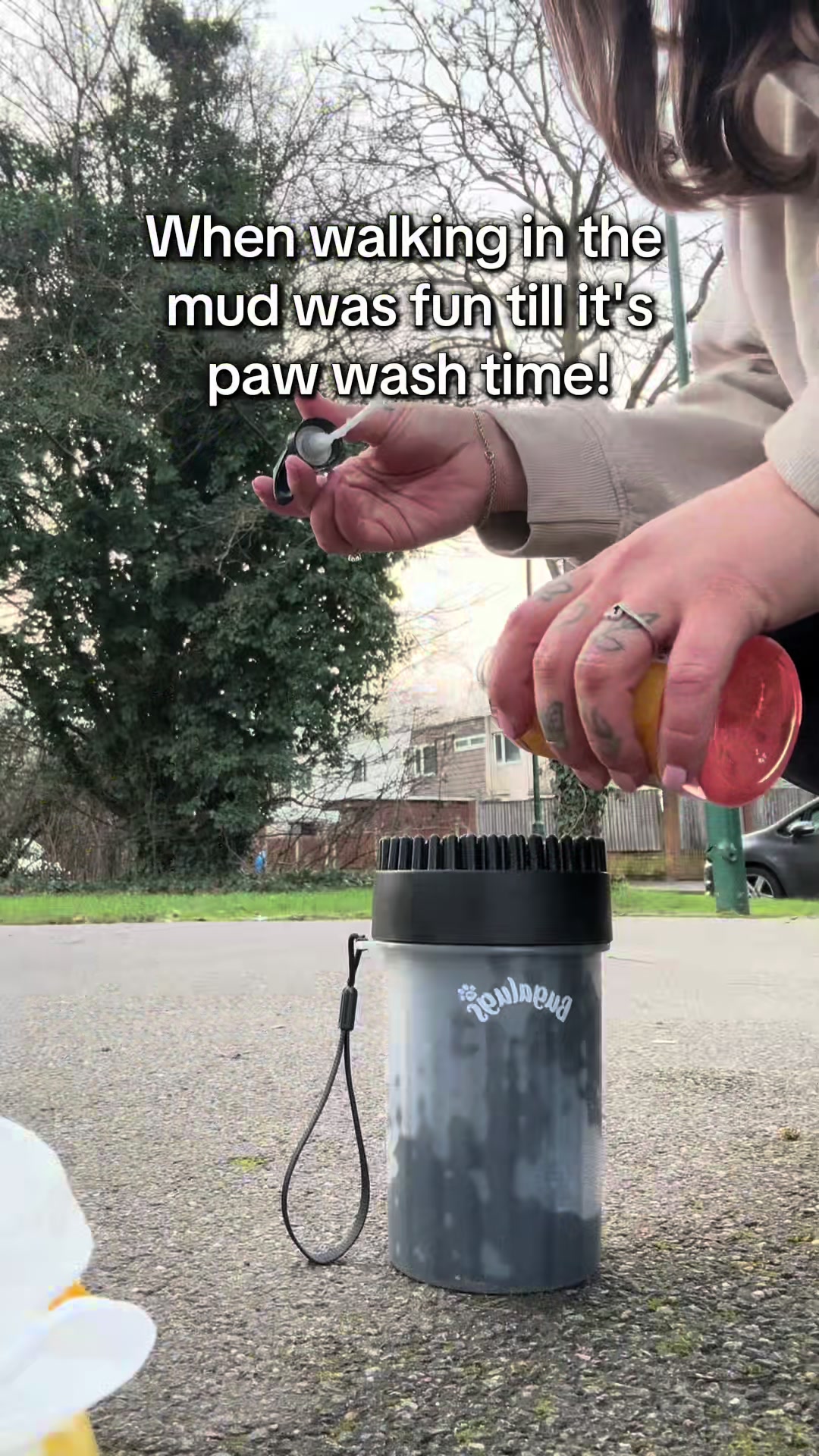TikTok post by @bnb_bullys for Herbal Dog Co. Caption reads: [...] #muddywalk @Bugalugs Pet Care @Herbal Dog....
