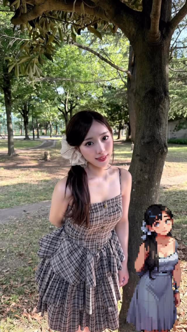 Instagram post by @ay___ano for SNOW Japan. Caption reads: 可愛すぎる加工見つけた♡
SNOWのピクセル加工、おすすめだよ🥹🤍

#snowcam #PR....