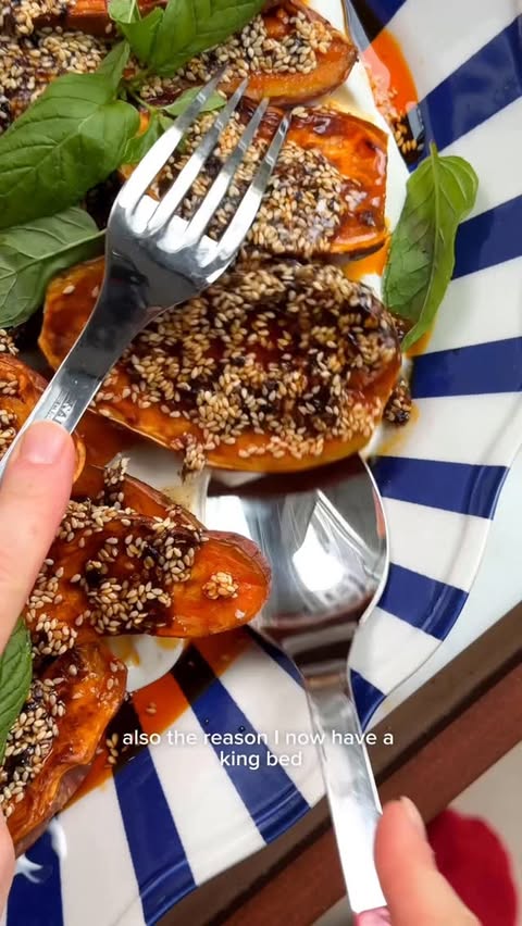 Instagram post by @justine_snacks for Mattress Firm. Caption reads: [...] was part of the menu I developed for....