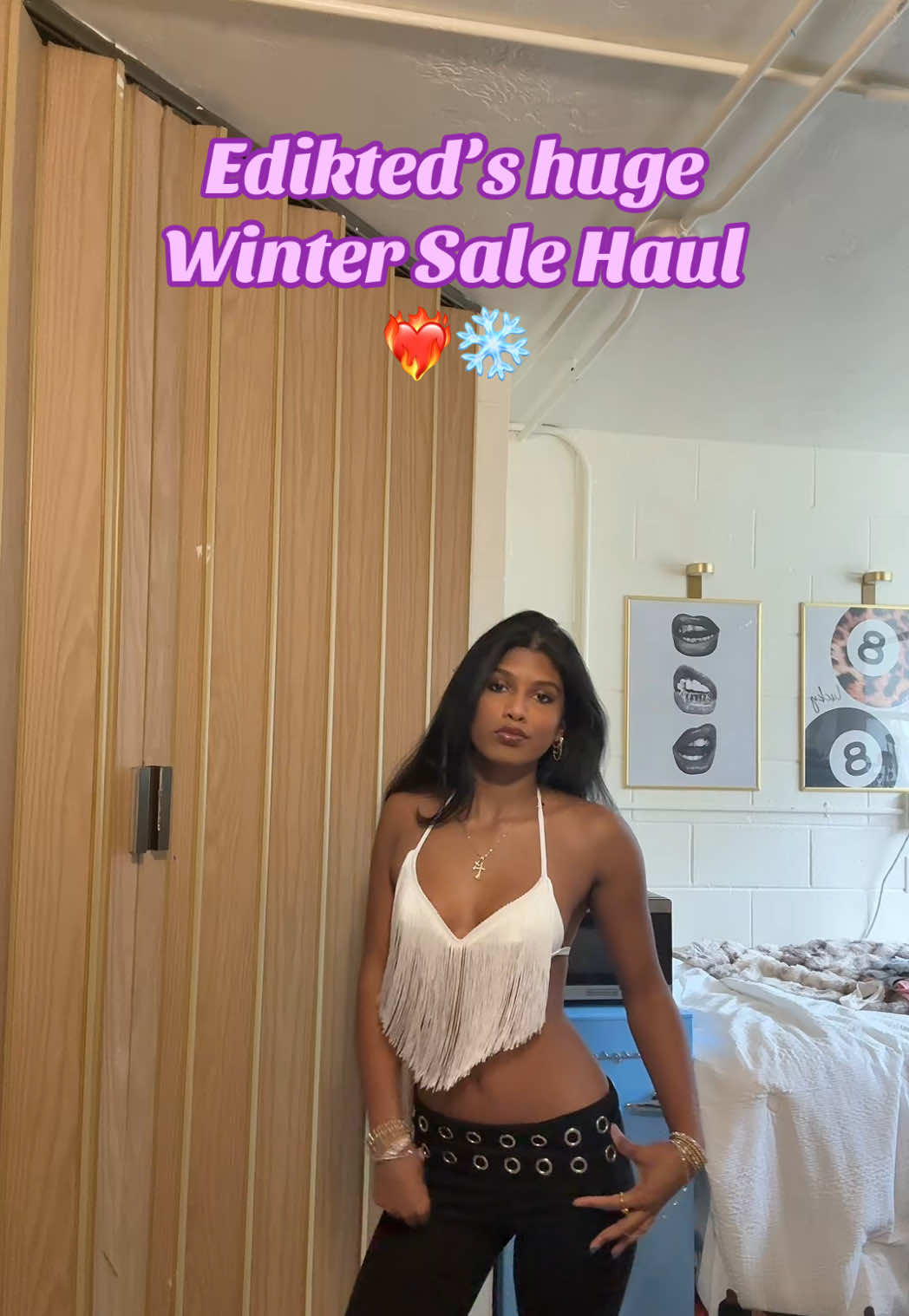 TikTok post by @emarin_p for Edikted. Caption reads: Go shop Edikted’s huge winter sale with up to 80%....