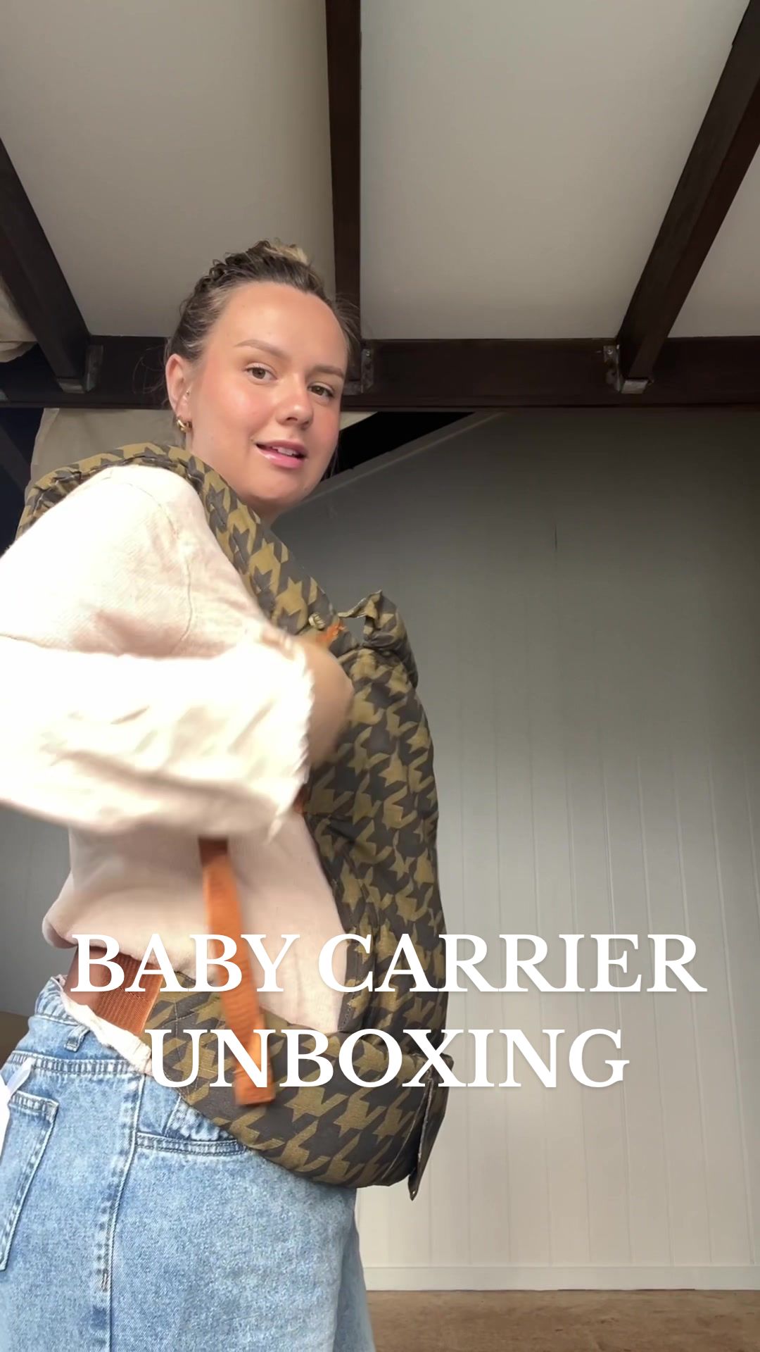 TikTok post by @christinephilippa for Chekoh. Caption reads: The gorgeous @Chekoh Baby Carriers gifted me some....