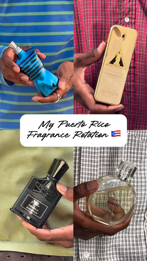 Instagram post by @triszyk for Creed Fragrance. Caption reads: fits & fragrances in PR 🇵🇷 #fitspo #fragrances....