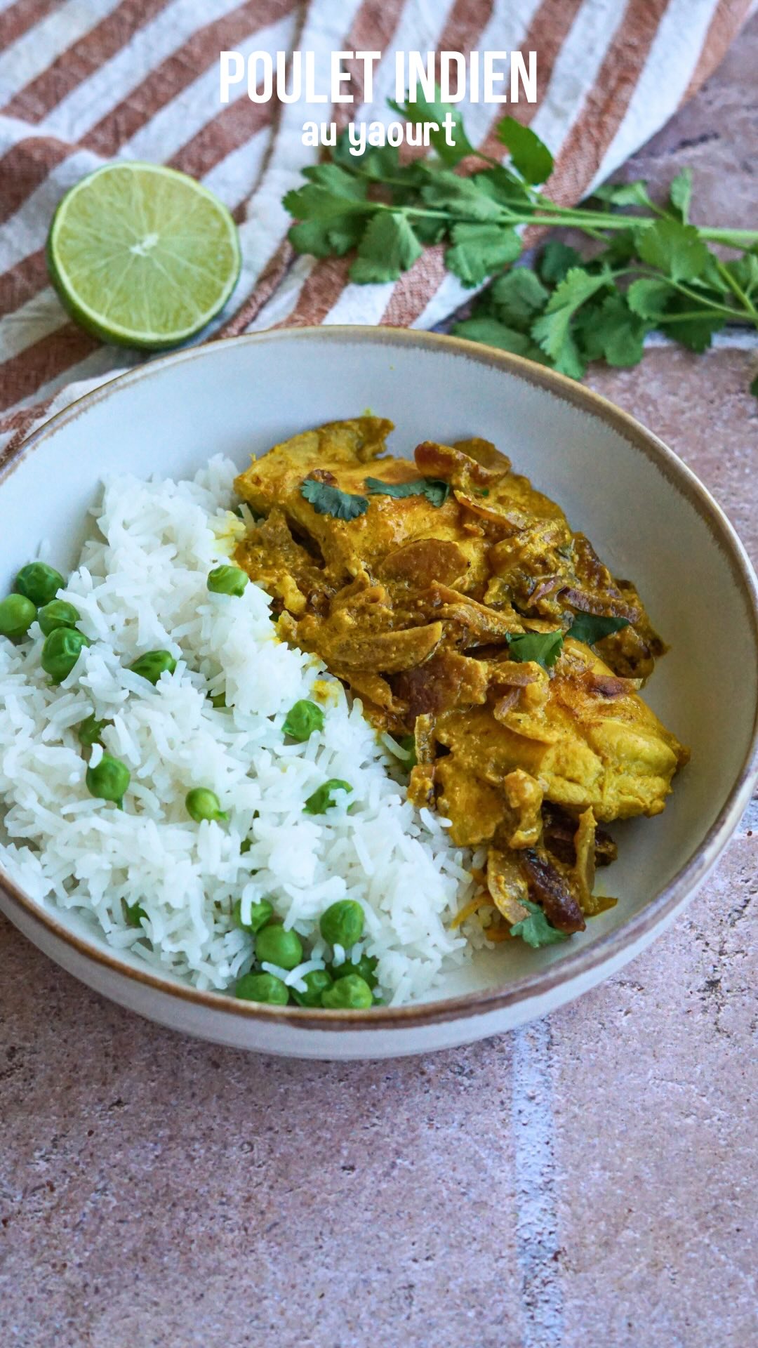 Instagram post by @atablestelle for Quitoque. Caption reads: POULET INDIEN AU YAOURT 🍗

Aujourd’hui, direction....