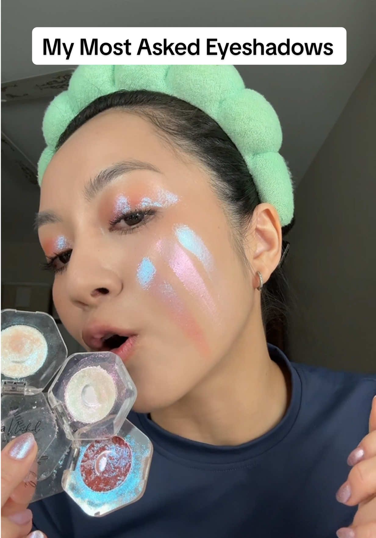 TikTok post by @nphiynhi for Adriana Nichole Cosmetics. Caption reads: [...] what eyeshadow I’m wearing.  @Adriana....