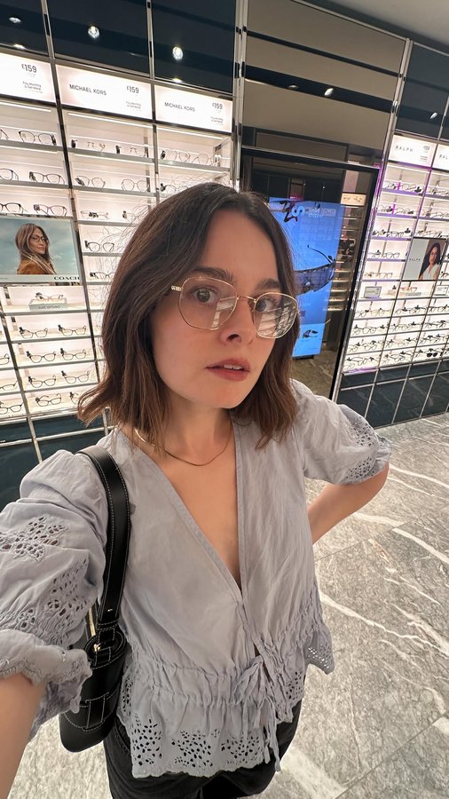 Instagram post by @iamlucymoon for Vision Express. Caption reads: AD • Come with me to get my eyes tested 👩‍🏫! I....