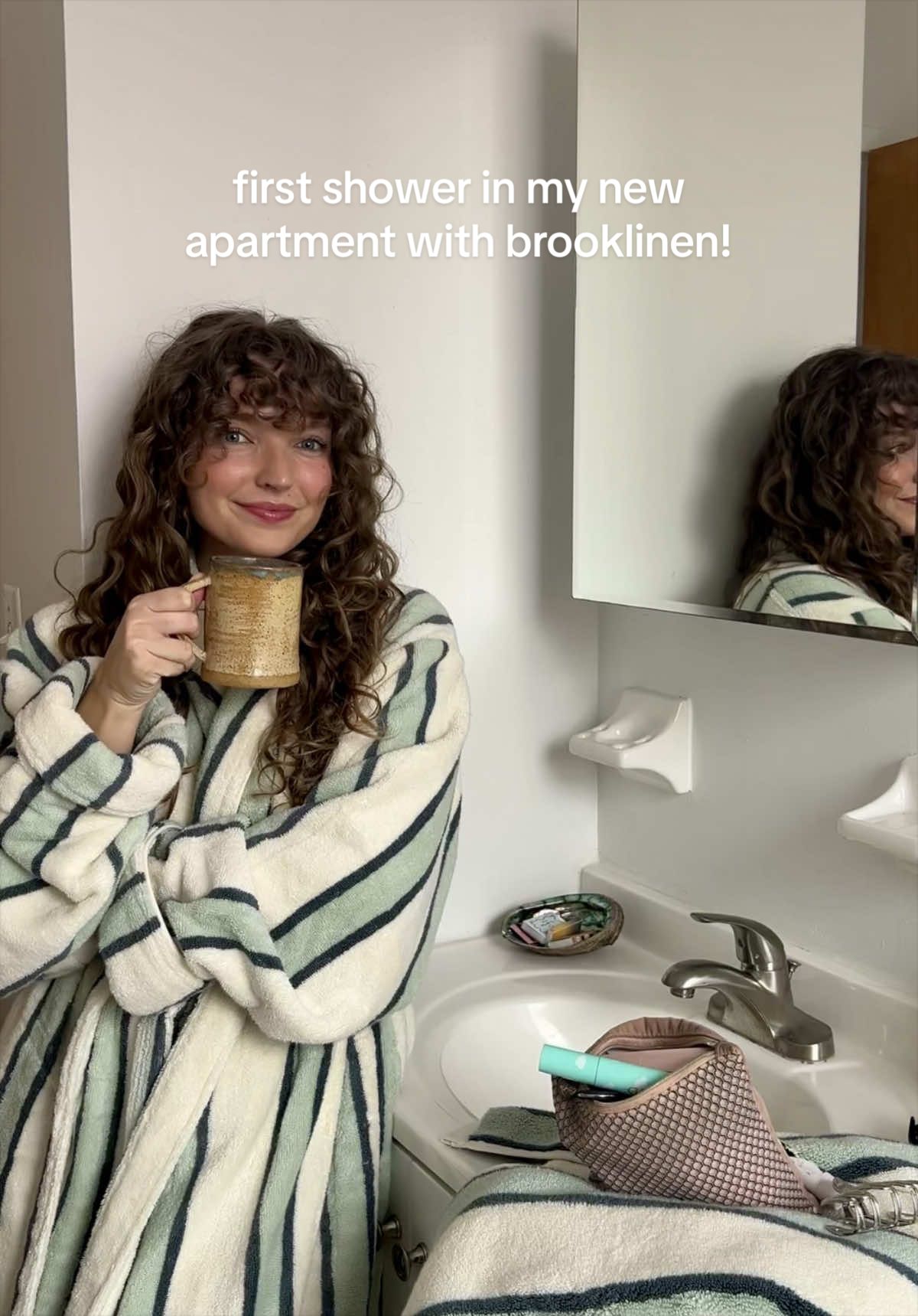 TikTok post by @berg_ilicious for Brooklinen. Caption reads: [...] made the cut in my suitcase…but my....
