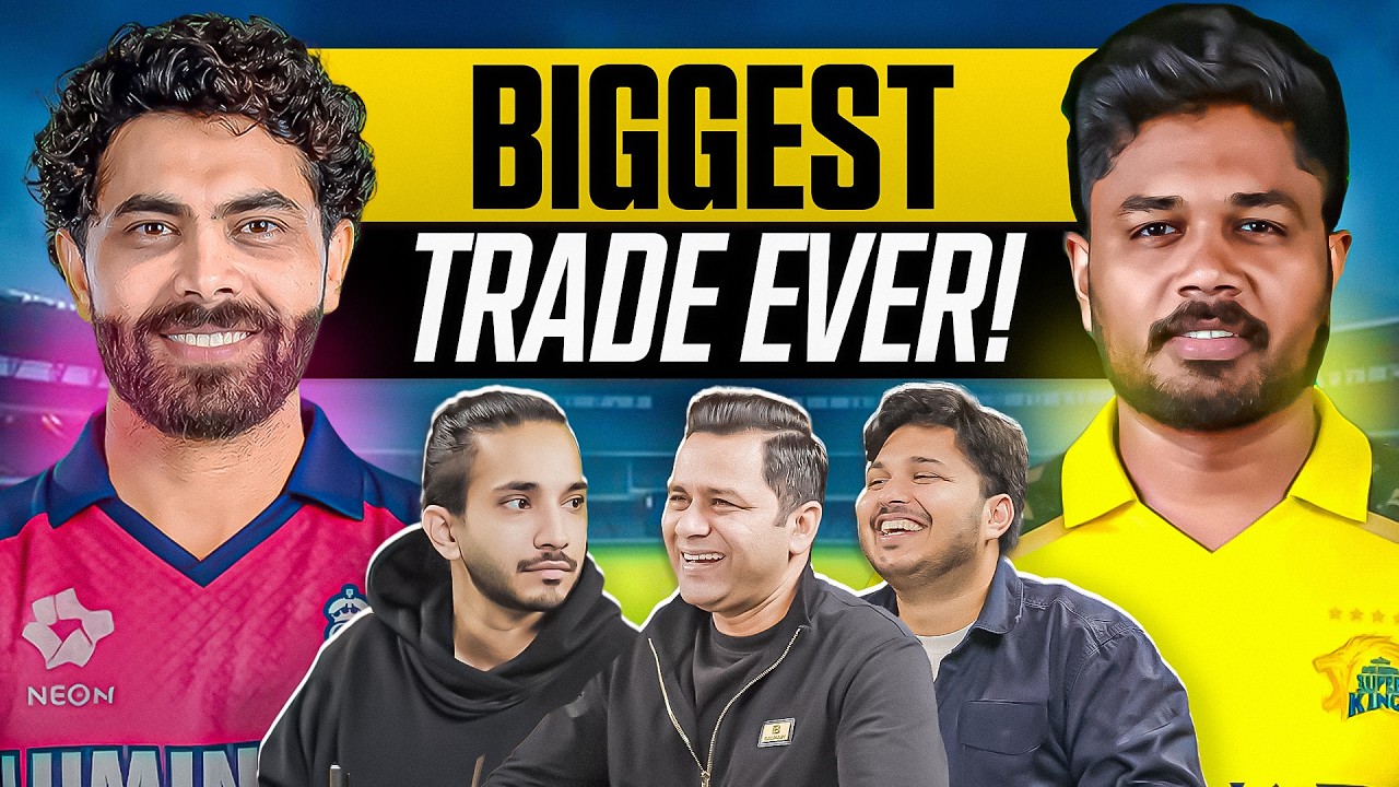 YouTube post by @2Sloggers for Odoo. Caption reads: Jaddu-Samson trade! SRH releasing Klaasen? KKR....